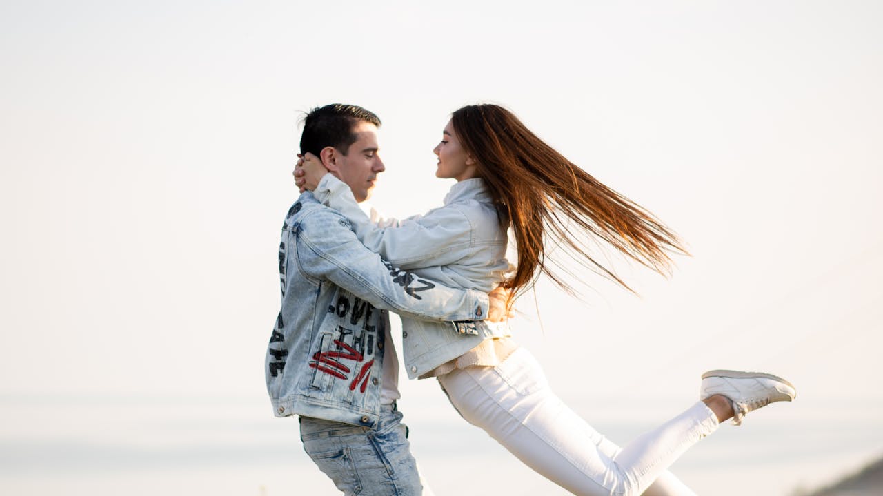 Couple sharing a meaningful moment together outdoors
