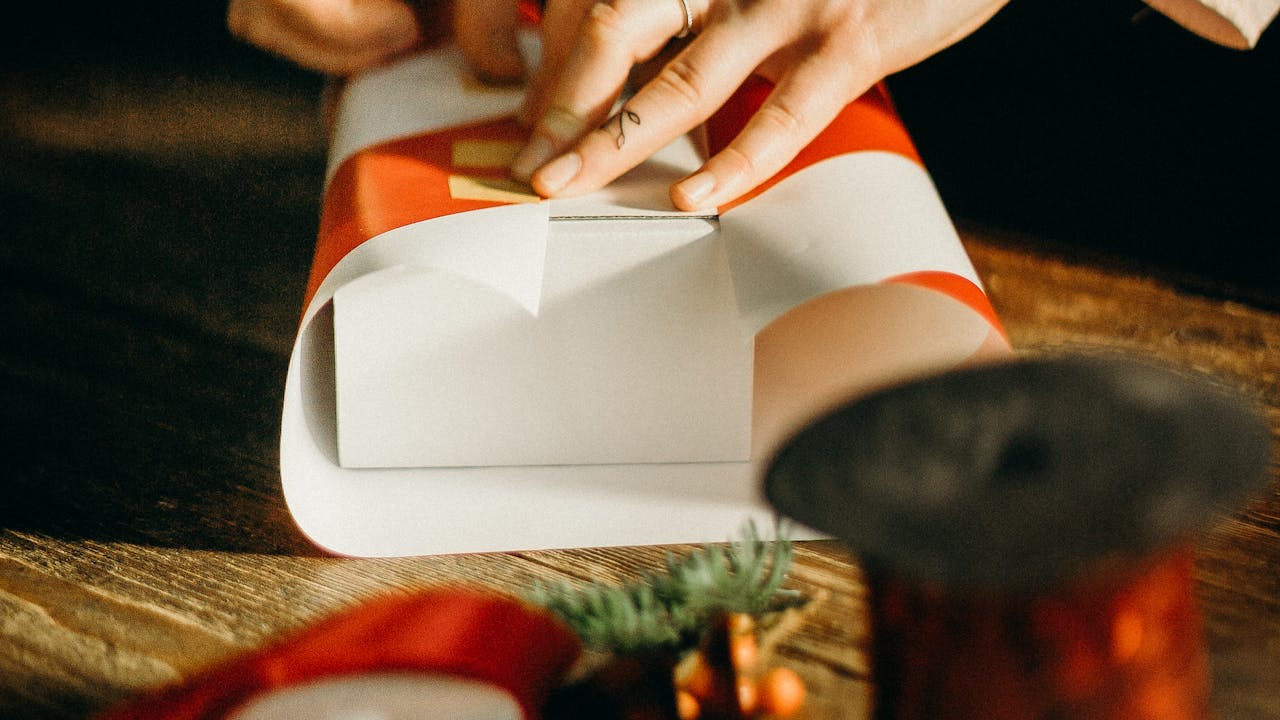Beautifully wrapped gift box with ribbon