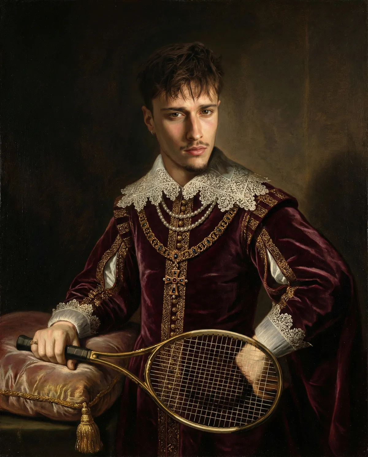 Custom self portrait art of man in renaissance royal style, personalized wall art gift
